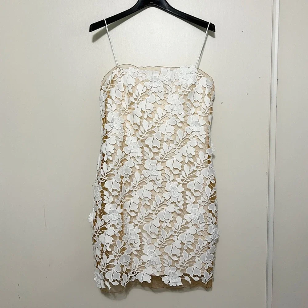 BHLDN Anthropologie Palmetto Lace Mini Dress 10 NWOT - Picture 2 of 11
